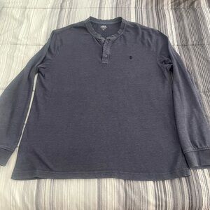 Izod Mens Long Sleeve Henley Shirt Navy Blue Sz XL